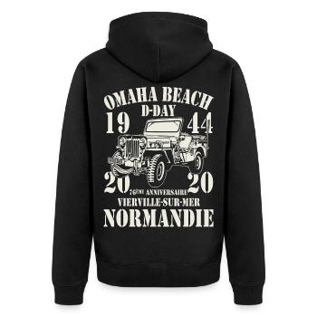 Omaha Beach D-Day 1944-2020 76th Anniversary - Unisex Premium Organic Zip Hoodie - black - Back - Nico (187cm)