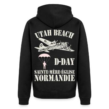 Utah Beach D-Day Sainte-Mère-Église - Veste à capuche bio Premium Unisexe - noir - Dos - Nico (187cm)