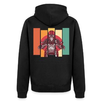 Motorcycle vintage skull - Unisex Premium Organic Zip Hoodie - black - Back - Nico (187cm)