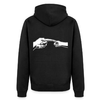 Vater Sohn - Unisex Premium Bio Zip Hoodie - Schwarz - Hinten - Nico (187cm)