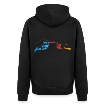 Vater und Tochter - Unisex Premium Bio Zip Hoodie - Schwarz - Hinten - Nico (187cm)