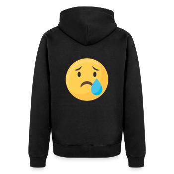Emoticon Emoji Tear Face - Unisex Premium Organic Zip Hoodie - black - Back - Nico (187cm)