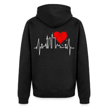 Francfort skyline battement de coeur fan love heart Hessen - Veste à capuche bio Premium Unisexe - noir - Dos - Nico (187cm)