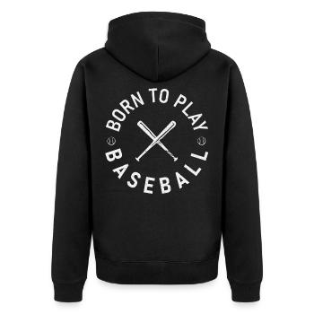 Né pour le logo du baseball - Veste à capuche bio Premium Unisexe - noir - Dos - Nico (187cm)