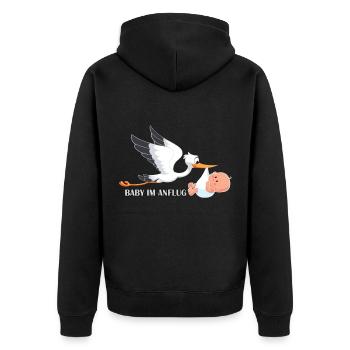 Schwanger Schwangerschaft Baby im Anflug Geburt - Unisex Premium Bio Zip Hoodie - Schwarz - Hinten - Nico (187cm)