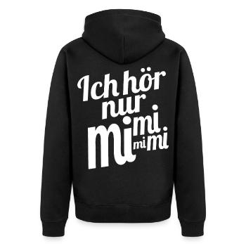 Ich hör nur mi mi mi mi - Unisex Premium Bio Zip Hoodie - Schwarz - Hinten - Nico (187cm)