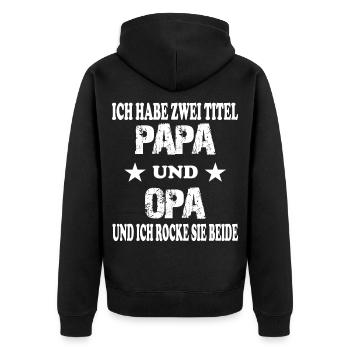 papa und opa - Unisex Premium Bio Zip Hoodie - Schwarz - Hinten - Nico (187cm)