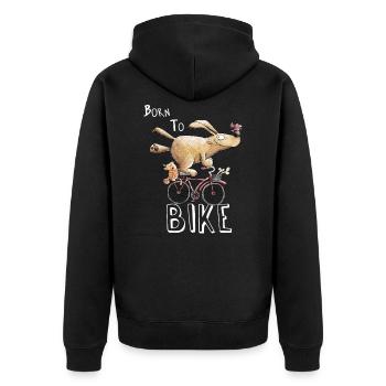 Né à vélo je chien sur dessin animé de vélo - Veste à capuche bio Premium Unisexe - noir - Dos - Nico (187cm)