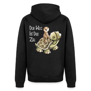 Der Weg ist das Ziel Faultier Mit Schildkröte - Unisex Premium Bio Zip Hoodie - Schwarz - Hinten - Nico (187cm)