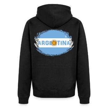 Argentinien flag2 - Unisex Premium Bio Zip Hoodie - Schwarz - Hinten - Nico (187cm)
