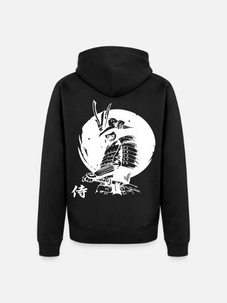 Japanischer Samurai - Unisex Premium Bio Zip Hoodie - Schwarz