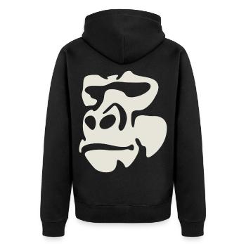 Gorilla - Unisex Premium Bio Zip Hoodie - Schwarz - Hinten - Nico (187cm)