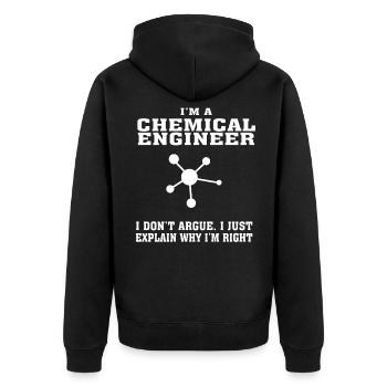Bestseller Chemieingenieur T-Shirt, lustiges Zitat - Unisex Premium Bio Zip Hoodie - Schwarz - Hinten - Nico (187cm)