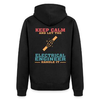 Lustiges Elektroingenieur-T-Shirt, bleib ruhig - Unisex Premium Bio Zip Hoodie - Schwarz - Hinten - Nico (187cm)