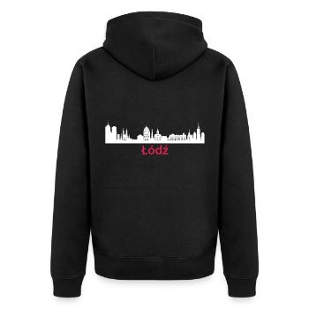 Skyline der Hauptstadt Lodz Polen Łódź Polska - Unisex Premium Bio Zip Hoodie - Schwarz - Hinten - Nico (187cm)