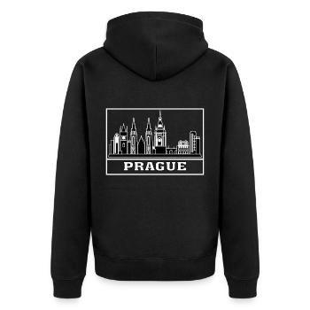 Prague City Skyline Czeck Landmark - Veste à capuche bio Premium Unisexe - noir - Dos - Nico (187cm)