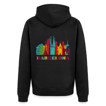 Barcelona City Skyline Spain Landmark - Unisex Premium Organic Zip Hoodie - black - Back - Nico (187cm)
