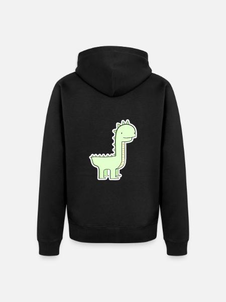 Pastel Green Dino Cartoon - Unisex Premium Organic Zip Hoodie - black