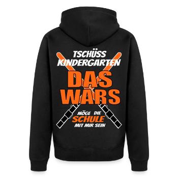 Schulanfänger - Unisex Premium Bio Zip Hoodie - Schwarz - Hinten - Nico (187cm)