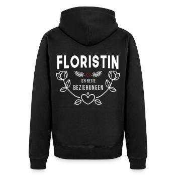 Floristin Beziehungsrettung - Unisex Premium Bio Zip Hoodie - Schwarz - Hinten - Nico (187cm)