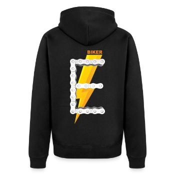 E-Biker Shirt Gift Icon Logo - Unisex Premium Organic Zip Hoodie - black - Back - Nico (187cm)