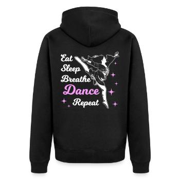 Eat sleep dance - Unisex Premium Organic Zip Hoodie - black - Back - Nico (187cm)