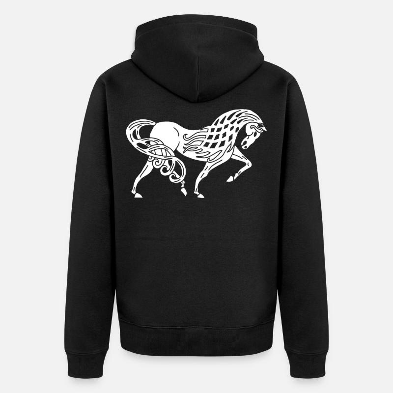 Cheval blanc celte - Veste à capuche bio Premium Unisexe - noir