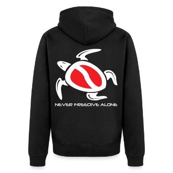 freedive turtle - Unisex Premium Organic Zip Hoodie - black - Back - Nico (187cm)