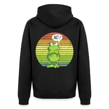 Nö Frosch - Nein - Nö - Einfach Nö - Unisex Premium Bio Zip Hoodie - Schwarz - Hinten - Nico (187cm)