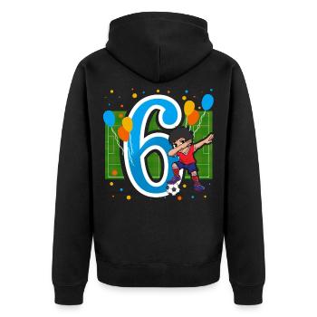 6 ans d'anniversaire tamponnant les enfants - Veste à capuche bio Premium Unisexe - noir - Dos - Nico (187cm)