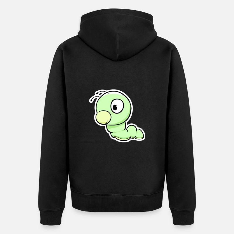 Dessin animé du Ver Vert - Veste à capuche bio Premium Unisexe - noir