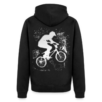 BMX Chrome | BMX silver | BMX bike | BMX bike - Unisex Premium Organic Zip Hoodie - black - Back - Nico (187cm)