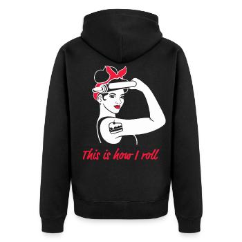 bake women power feminism funny baker - Unisex Premium Organic Zip Hoodie - black - Back - Nico (187cm)
