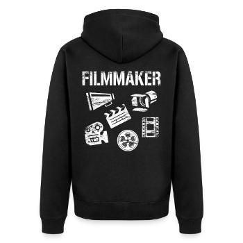 Filmemacher - Unisex Premium Bio Zip Hoodie - Schwarz - Hinten - Nico (187cm)