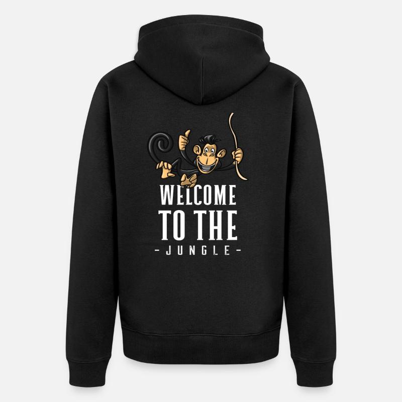 Jungle Affe Willkommensdesign - Unisex Premium Bio Zip Hoodie - Schwarz
