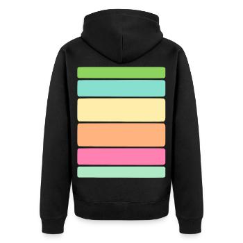 Streifen / Linien / Sprüche / Trend - Unisex Premium Bio Zip Hoodie - Schwarz - Hinten - Nico (187cm)