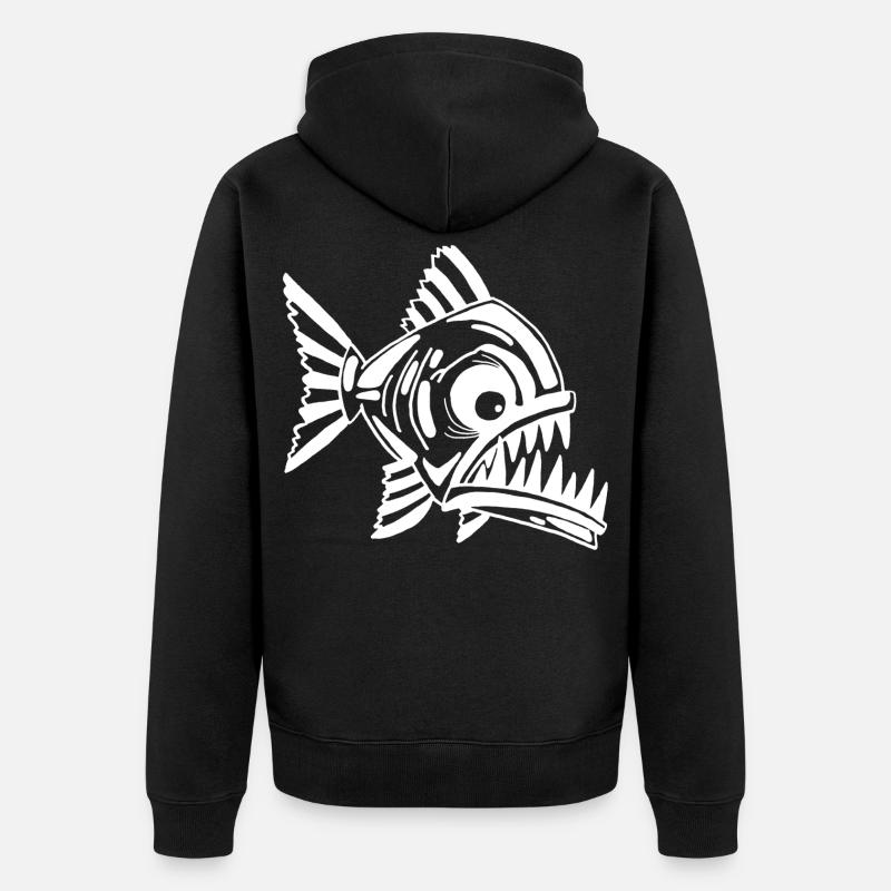 Poisson blanc carnivore - Veste à capuche bio Premium Unisexe - noir