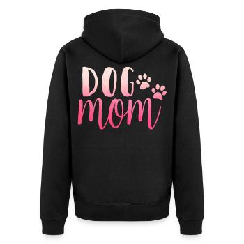 Dog Mom - Unisex Premium Bio Zip Hoodie - Schwarz - Hinten - Nico (187cm)