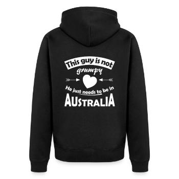 Australien Ferien - Unisex Premium Bio Zip Hoodie - Schwarz - Hinten - Nico (187cm)