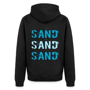 Sand Sand Sand / Sommer / Sprüche / Trend - Unisex Premium Bio Zip Hoodie - Schwarz - Hinten - Nico (187cm)