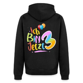 I Am 3 - Unisex Premium Organic Zip Hoodie - black - Back - Nico (187cm)