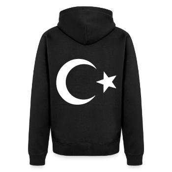 Stolz und Tradition – Türkei Flagge - Unisex Premium Bio Zip Hoodie - Schwarz - Hinten - Nico (187cm)