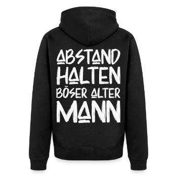 Abstand Halten Böser Alter Mann Lustige Sprüche - Unisex Premium Bio Zip Hoodie - Schwarz - Hinten - Nico (187cm)