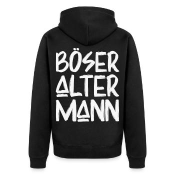Böser Alter Mann - Unisex Premium Bio Zip Hoodie - Schwarz - Hinten - Nico (187cm)