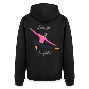 J'peux pas j'ai pilâtes - Veste à capuche bio Premium Unisexe - noir - Dos - Nico (187cm)