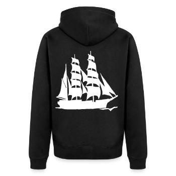 LARGE-FORMAT WHITE SAILBOAT - Unisex Premium Organic Zip Hoodie - black - Back - Nico (187cm)