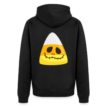 Halloween Candy Corn Pumpkin Emoticon Face - Unisex Premium Organic Zip Hoodie - black - Back - Nico (187cm)