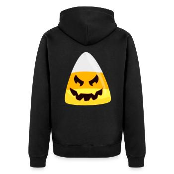 Halloween Candy Corn Pumpkin Emoticon Face - Unisex Premium Organic Zip Hoodie - black - Back - Nico (187cm)
