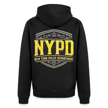 NYPD | Polizei New York - Unisex Premium Bio Zip Hoodie - Schwarz - Hinten - Nico (187cm)