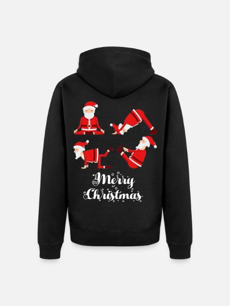 Yoga Christmas Fitness - Unisex Premium Organic Zip Hoodie - black